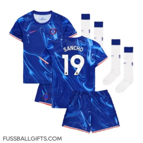 Chelsea Jadon Sancho #19 Fußballbekleidung Heimtrikot Kinder 2024-25 Kurzarm (+ kurze hosen)